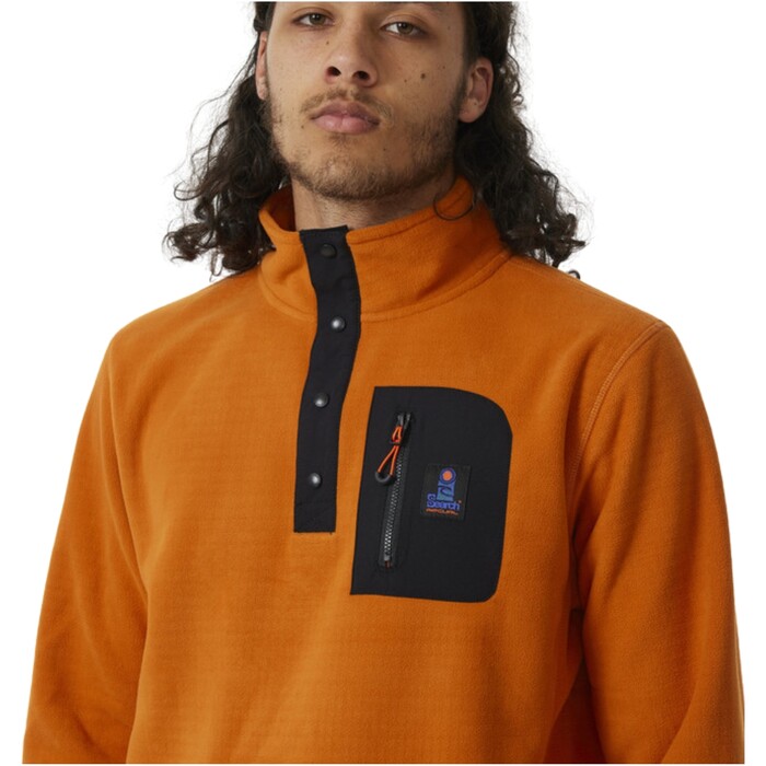 2024 Rip Curl Mens Search Polar Fleece Crew 05QMFL - Orange Amber